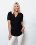 Sno Skins Dreamcatcher Fabric V-Neck Short Sleeve Top in Black