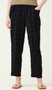 Gingham Textured Cotton Casual Pants in Black