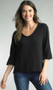Italian Linen Top with Fringed Edges in Black