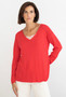 Mus + Bombon Barcelona V-Neck Sweater in Coral