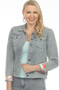 AZI Denim Jacket with Abstract Pattern Coral Combo