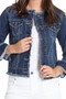 APNY Collarless Denim Jeans Jacket with Fringe Detail