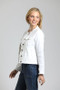 APNY Collarless Jeans Jacket with Fringe Detail in White
