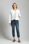 APNY Collarless Jeans Jacket with Fringe Detail in White