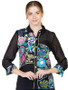 Variations Abstract Floral Colorblocked Shirt in Black