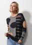 Zaget + Plover Cotton Cashmere Stripes and Circles Sweater Cloud
