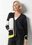 Zaget + Plover Cotton Cashmere Zip Up Colorblock Cardigan in Black Zaget + Plover Cotton Cashmere Zip Up Colorblock Cardigan in Black