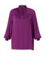 Yest Smocked Mock Neck Blouse in Plum