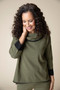 Habitat Cotton Buttery Knit Tipped  Cowl Neck Top in Olive Habitat Cotton Buttery Knit Tipped  Cowl Neck Top in Olive