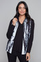 Claire Desjardins Abstract Print Zip Up Quilted Vest in Gray/Black