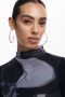 Desigual Knit Dress with Mesh Overlay in Black/Gray