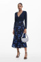 Desigual Knit Wrap Dress in Blue