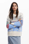 Desigual Loose Fit Crewneck Sweater with Floral Trim