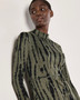 Apricot UK Knit Abstract Print Column Dress in Loden/Black