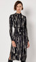 Apricot UK Knit Abstract Print Column Dress in Fog/Black