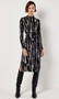 Apricot UK Knit Abstract Print Column Dress in Fog/Black