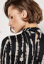 Apricot UK Knit Abstract Print Column Dress in Fog/Black
