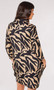 Apricot UK Knit Abstract Print Cowl Neck Dress in Camel/Black