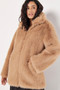 Apricot UK Fuax Fur Coat in Camel