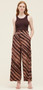 Abstract Wave Print Satin Wide Leg Pants in Rust Combo