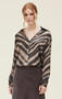 Abstract Wave Print Satin Blouse in Charcoal Combo