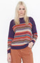 By.U Italy MerinoWool Blend Patterned Crewneck Sweater in Purple/Orange