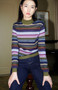 By.U Italy MerinoWool Blend Patterned Turtleneck Sweater in Purple/Olive