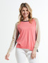 Zaget + Plover Cotton/Silk  Colorblock Sweater in Coral Combo