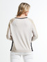 Zaget + Plover Cotton/Silk  Colorblock Sweater in Coral Combo