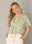 Yest Short Sleeve Blouse in Abstract Leaf Print