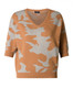 Yest V-Neck Short Sleeve Abstract Print Sweater in Camel/Gray 