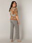 Yest V-Neck Short Sleeve Abstract Print Sweater in Camel/Gray 
