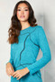 French Kyss Crewneck Top with abstract Print in Turquoise/Black