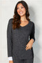 French Kyss V-Neck Top in Indigo Colorblock Combo