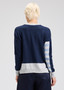 Zaget + Plover Cotton Cashmere Crewneck Sweater Blue Stripes Combo