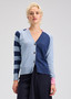 Zaget + Plover Cotton Cashmere Cardigan  Sweater Blue Stripes Combo