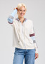 Zaget + Plover Cotton Cashmere Zip Cardigan  Hoodie Sweater in Creamy White