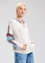 Zaget + Plover Cotton Cashmere Zip Cardigan  Hoodie Sweater in Creamy White