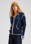 Zaget + Plover Cotton Cashmere Cardigan Hoodie Sweater in Navy 