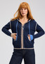 Zaget + Plover Cotton Cashmere Cardigan Hoodie Sweater in Navy 