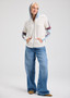 Zaget + Plover Cotton/Merino Wool Mock Neck Sweater in Gray Pink Combo