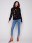 Charlie B Mock Neck Sweater with All Over Embroidery