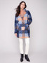 Charlie B Plaid Boucle Coat in Blue/Brown