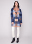Charlie B Plaid Boucle Coat in Blue/Brown