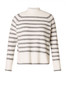 Yest Mock Neck Sweater in Gray and Ivory Stripes 