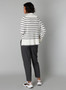 Yest Mock Neck Sweater in Gray and Ivory Stripes 