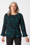 Habitat Jacquard Scroll Peplum Pullover in Black/Everglade