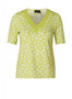 Yest Short Sleeve Knit V-Neck Tee in Lime Geo Print