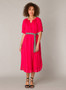 Yest Peasant Dress in Watermelon with Contrasting Belt