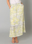 Yest Crinkle Texture Skirt in Soft Gray/Lime Print